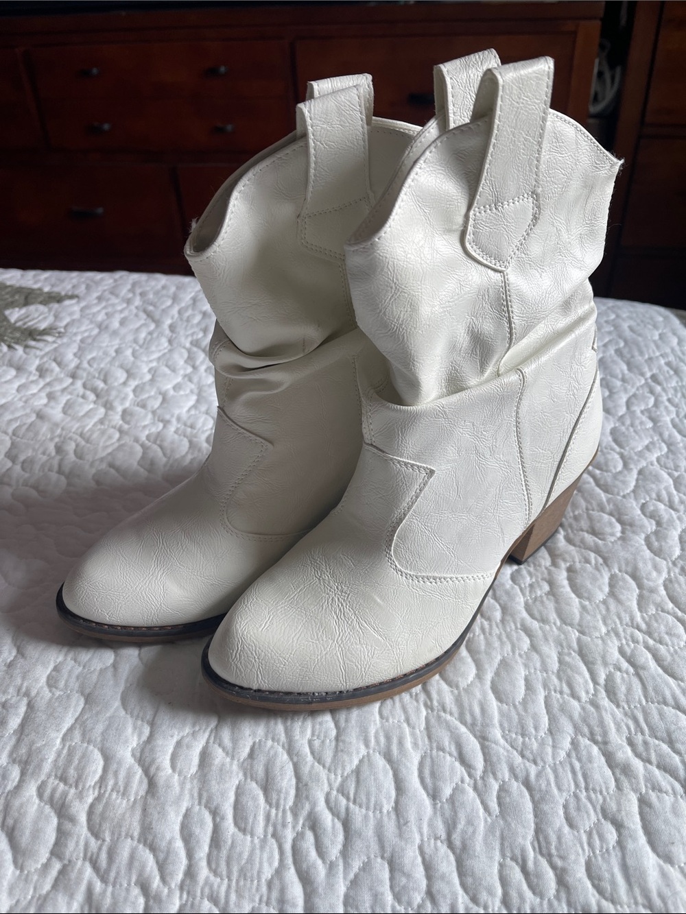 Charles Albert White Western Ankle Booties